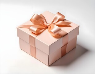 Obraz premium Elegant Pink Gift Box with Peach Ribbon