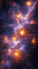 Cosmic Space Phone Wallpaper   Glowing Orange Stars in Purple Nebula | Vibrant Galaxy Mobile Background in 4K


