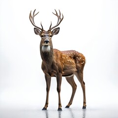 Fototapeta premium Majestic Sika Deer on White Background