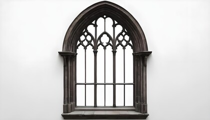 Gothic Arch Window on White Wall