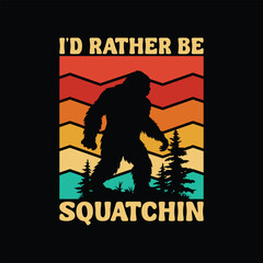 Funny Sasquatch Retro Vintage Bigfoot T-Shirt Design