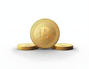 Golden Bitcoin Cryptocurrency Coin Stack