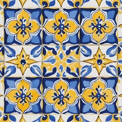Fototapeta premium Portuguese Azulejo Tiles Seamless Pattern