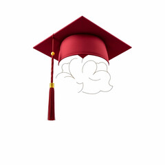 Graduation cap maroon white background intelligence