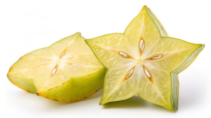 Fototapeta premium crisp-circular-slice-of-starfruit-glowing