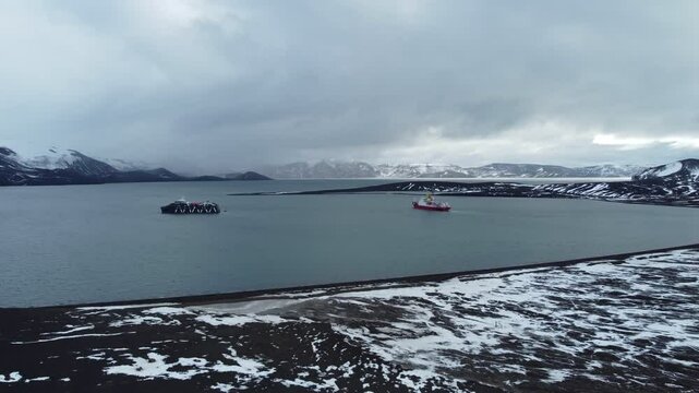 4k Video. Deception Island. Antarctica. Volcanic. Inactive volcano