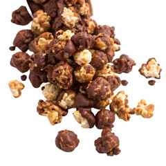 Obraz premium Chocolate popcorn isolated on transparent background