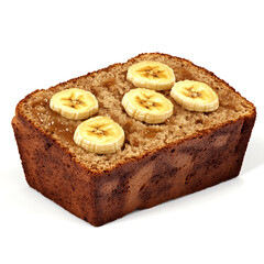 A thick slice of banana bread with a moist, tender crumb, brown sugar crust