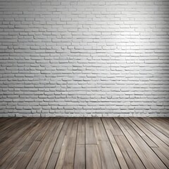 Fototapeta premium White Brick Wall and Wooden Floor Interior