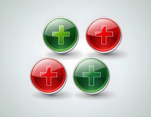 Fototapeta premium Glossy Red and Green Cross Buttons