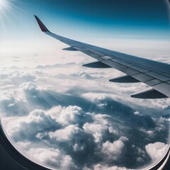 Obraz premium Airplane Wing Above the Clouds