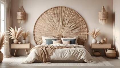 Bohemian Bedroom Interior Design with Macrame Headboard