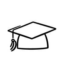 Graduation cap icon in minimalist line art style