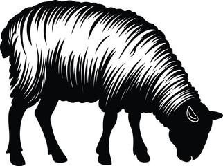 Minimal Sheep Outline Silhouette Vector Simple Line Drawing Sheep Silhouette