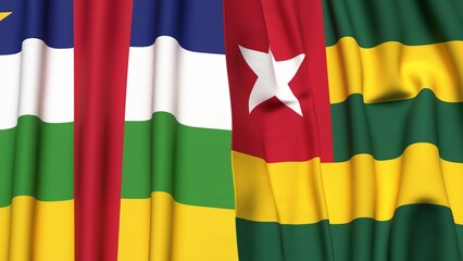 Flags of Central African Republic and TOGO with realistic cloth texture
