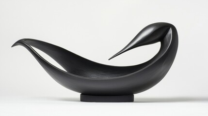Abstract Black Sculpture of a Swan