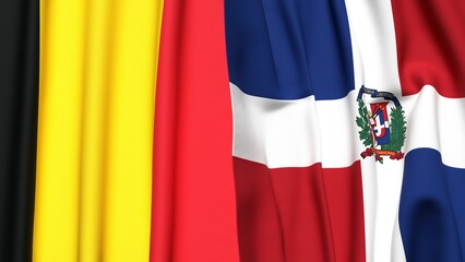 Flags of Chad and DOMINICAN REPUBLIC with realistic cloth texture