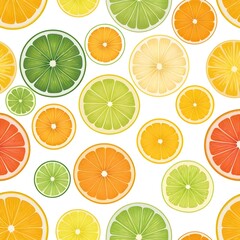 Fototapeta premium Citrus Fruit Slices Seamless Pattern
