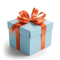 Fototapeta premium Light Blue Gift Box with Orange Ribbon
