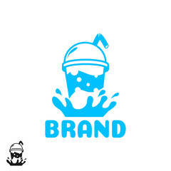 bubble milk drink cartoon logo design