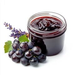 A luscious jar of grape and lavender fruit jam, 