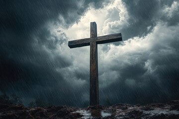 Cross of Salvation Against Stormy Skies