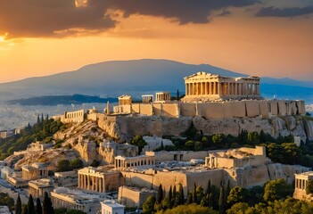 Fototapeta premium Acropolis of Athens at Sunset