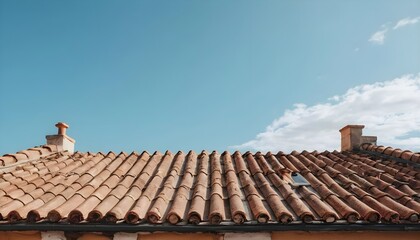 Naklejka premium Mediterranean Tile Roof against Blue Sky