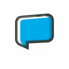 Fototapeta premium Blue speech bubble displays dialogue in white space graphic