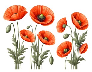 Fototapeta premium Collection of Orange Poppies