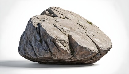 Obraz premium Large Grey Boulder Isolated on White Background