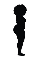 Fototapeta premium Silhouette of a thick woman. A black silhouette showcasing a curvy female figure with confidence and elegance. Vector clipart black illustration design.