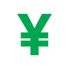 Obraz premium Green japanese yen symbol icon vector flat illustration design. yuan currency. yen sign.