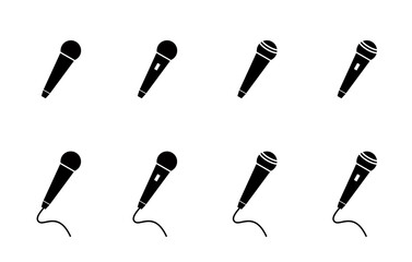 microphone variant karaoke. Microphone Icons set. variant microphone icon. Karaoke mic. Podcast microphone. web and mobile icons. vector illustration.