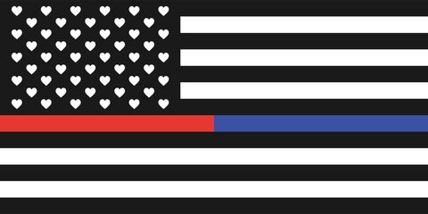 American flag design with red and blue support stripes for first responders.