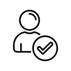 承認または検証を象徴するチェックマーク付きのユーザーアイコン