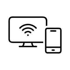 モニターとスマートフォンを表示するワイヤレス接続アイコン