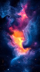 Vivid cosmic nebula phone wallpaper with swirling blue purple and orange nebulae against starry backdrop

