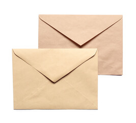 Envelopes isolated on white, top view. Mockup for design