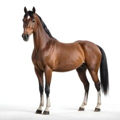 Obraz premium Brown Horse Standing Isolated on White Background