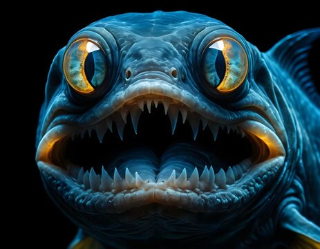 Deep Sea Predator Fangtooth Fish Close-up