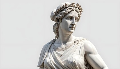 Classical Marble Statue of a Woman with Laurel Wreath