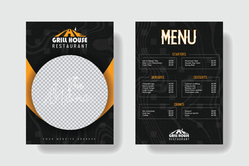 Creative restaurant food menu double sided A4 template.