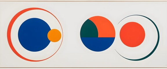 Abstract Geometric Composition with Circles and Bright Colors