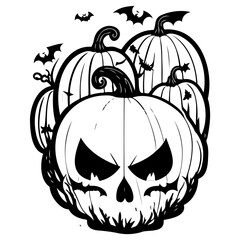 Spooky Halloween Pumpkin Skull Graphic Illustration