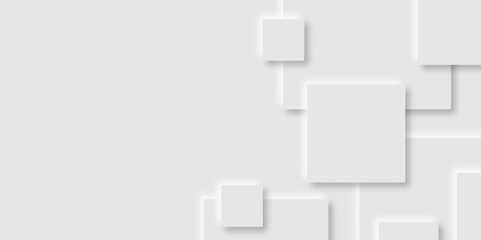Abstract white rectangle shape geometric line background.Abstract grey square shape with futuristic concept background.gray paper squares in bright light with shadows.Paper texture background.