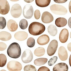 Seamless Pattern of Watercolor Stones in Earthy Tones