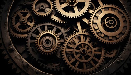 Intricate Clockwork Gears Mechanism