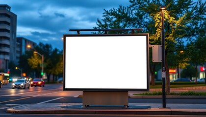 Fototapeta premium Empty Urban Street Billboard Mockup at city, Blank Advertisement Display Template