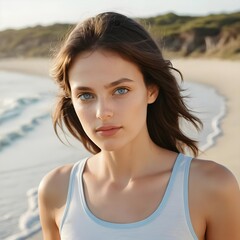 Beautiful Young Woman on the Beach